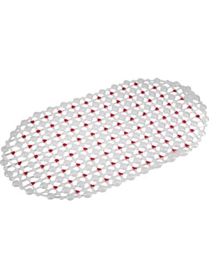 Efe Mark Eko Serisi Banyo - Küvet Içi Kaydırmaz Vantuzlu Oluklu Oval Paspas 63 x 34 Cm, Kırmızı