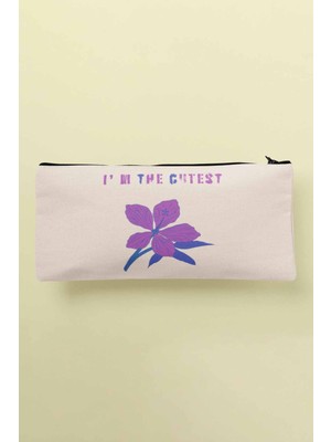 Özgürce Mor Çiçekli Bez Makyaj Çantası, Kalemlik ve Cüzdan Çok Renkli Tasarım