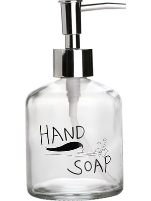 Cam Sıvı Sabunluk,el Sabunu Yazılı 300ML 7,6X15,5CM