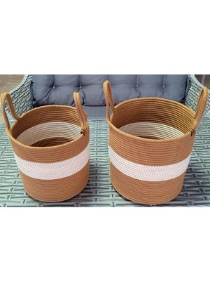 2 Adet Büyük Ev Banyo 26 * 25CM Sepet Kahverengi Hasır Oyuncak Patates Soğan Sepeti