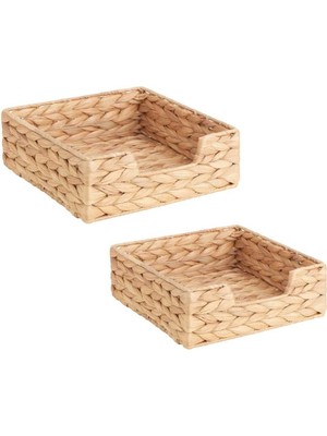 Feyza Design Çok Amaçlı Hasır Ekmeklik ve Peçetelik Seti 2'li 18X18 cm ve 23X23 cm