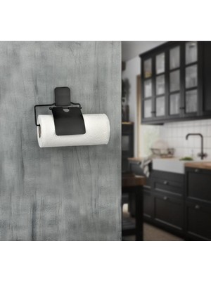 Yapışkanlı Kağıt Rulo Havluluk Peçetelik Havlu Kağıtlık Mat Siyah Banyo Mutfak Düzenleyici