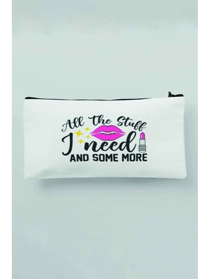 Özgürce Beyaz Bez Makyaj Çantası ve Kalemlik, Çok Amaçlı Organizer