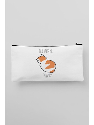 Özgürce Sevimli Kedi Baskılı Çok Amaçlı Bez Çanta, Kalemlik ve Cüzdan Fonksiyonu