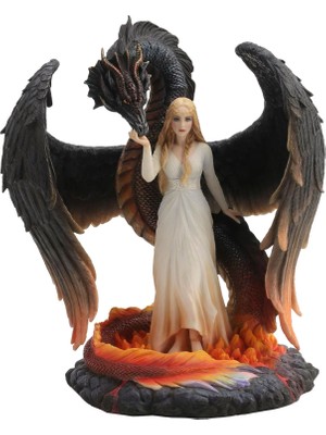 Rakun Home Kraliçe ve Ejderha Figürlü Dekoratif Reçine Biblo