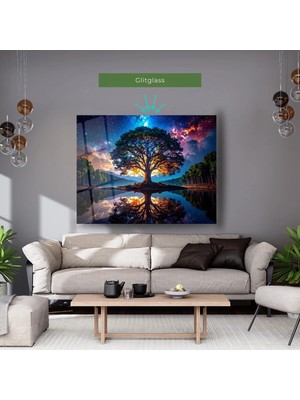 Glitglass Cam Tablo – Gökyüzünün Derinliklerinde Sessiz Bir Ağaç