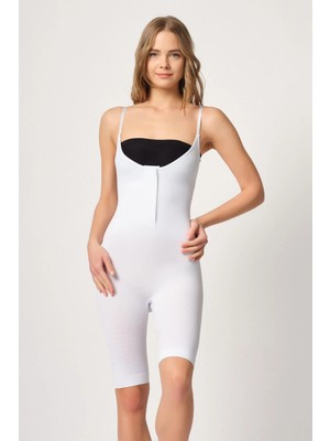 Liyuza Beyaz Mı Emay 2093 Ön Agraflı Göğsü Açık Paçalı Boy Korse