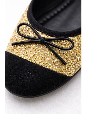 Slipcat Klasik Şıklık Pullu Simli Babet Ayakkabı Ofis & Günlük Kullanım