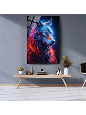 Glitglass Cam Tablo Renkli Parlayan Kurt Paneli