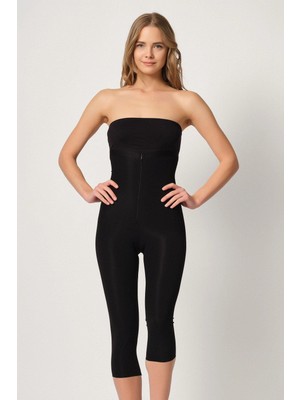 Liyuza Siyah Mı Emay 2868 Fermuarlı Kapri Tayt Lazer Korse