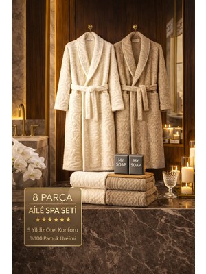 8 Parça %100 Pamuk Üretim Premium Lüks Bornoz Seti Özel Çantalı