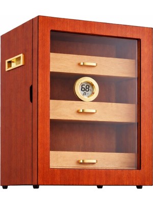 Falconetti Sedir Ağacı Kahverengi 3 Katlı Camlı Özel Humidor Puro Kutusu RD81KHV