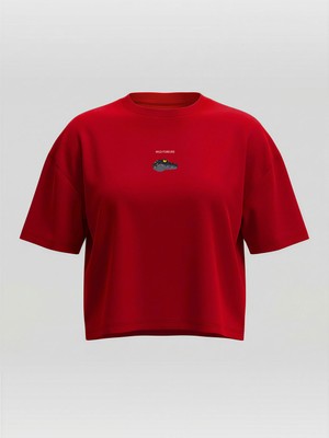 Broco Kadın Oversize Yumuşak Kumaş Wild Forever Crop T-Shirt