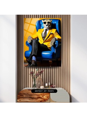 Glitglass Lüks Çita Adam Cam Tablo - Modern Duvar Dekoru
