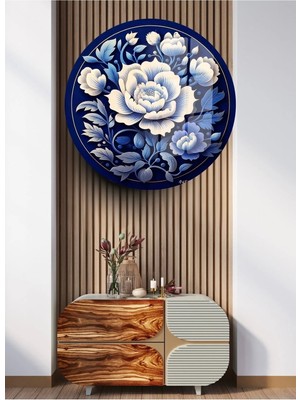 Glitglass Yuvarlak Cam Tabloya “doğanın Işıltısı: Modern Çiçek Vurgusu