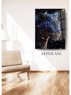 Glitglass Cam Tablo - Kaplanın Parıltılı Gücüyle Sanatsal Dokunuş