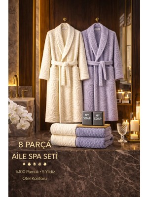 8 Parça %100 Pamuk Üretim Premium Lüks Bornoz Seti Özel Çantalı