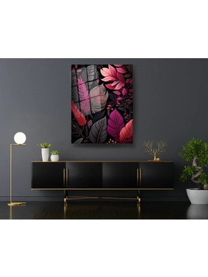 Glitglass Yaprak Desenli Cam Tablo - 4mm Temperli Cam