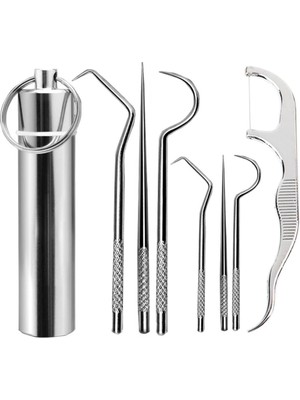 Akinco Paslanmaz Çelik Ağız Diş Tartar Sökücü Temizlik Bakım Seti 8 Parça