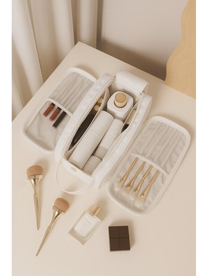 Özgürce Pratik ve Şık Bölmeli Seyahat Makyaj Çantası Organizer