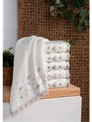 Arliva Home Bukle Nakışlı 6 Lı 50X80 %100 Pamuklu Meltem El Yüz Havlusu