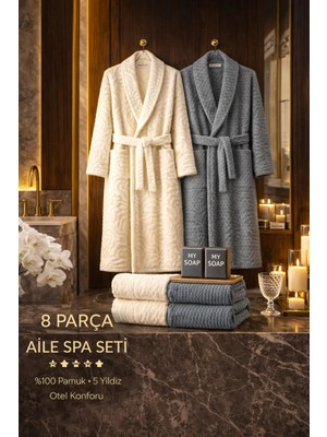 8 Parça %100 Pamuk Üretim Premium Lüks Bornoz Seti Özel Çantalı