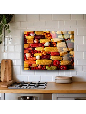 Glitglass Mutfak Cam Tablo Renkli Sebzeler