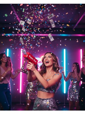 365Dükkan Para Dolar Saçma Para Atma Tabancası Otomatik Kırmızı Oyuncak