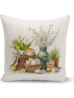 Bertille Home Ilkbahar Serisi Çift Tarafı Dijital Baskılı Kırlent Kılıfı (Spring Easter Paskalya)
