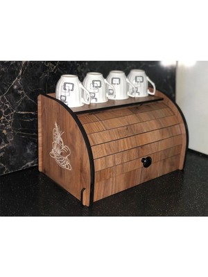 Feyza Design Şık Ekmeklik ve Baharatlık Saklama Rafı, Dekoratif ve Fonksiyonel Tasarım