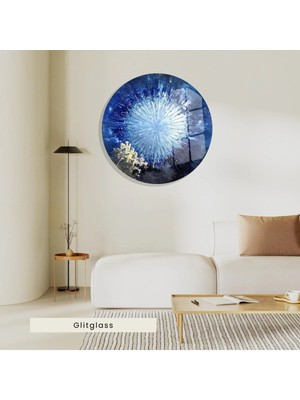 Glitglass Modern Yuvarlak Cam Tablo | Enerjik Soyut Desen | 4 mm Temperli Cam