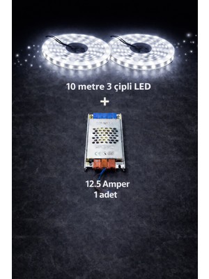 ZMR Lumıxa 3 Çipli 10 Metre Beyaz LED + 12.5 Amper Trafo