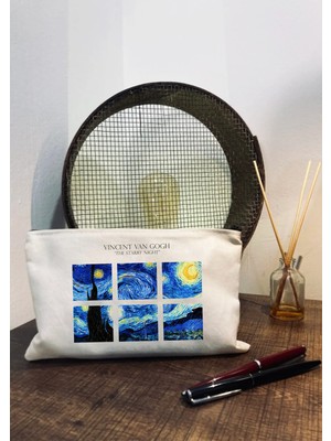 Özgürce Renkli Baskılı Bez Çanta, Çok Amaçlı Makyaj ve Kalemlik Tasarımı