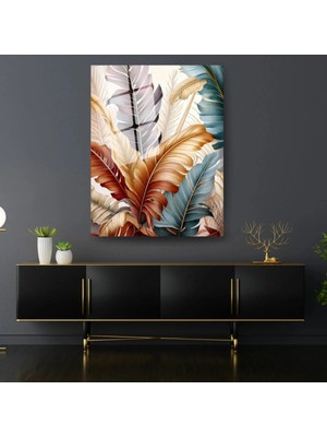 Glitglass Modern ve Zarif Yaprak Desenli Cam Tablo - 4mm Temperli