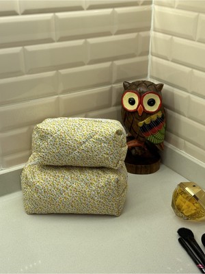 Özgürce Renkli Çiçekli Pötikareli Çok Fonksiyonlu Makyaj Çantası Organizer