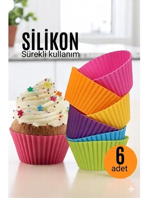 Akinco Silikon Muffin Kalıbı - Sürekli Kullanım Muffin Kek Kalıbı 6 Adet