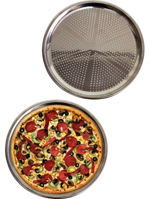 Akinco Delikli Çelik Pizza ve Lahmacun Tepsisi Orta Boy -32 cm