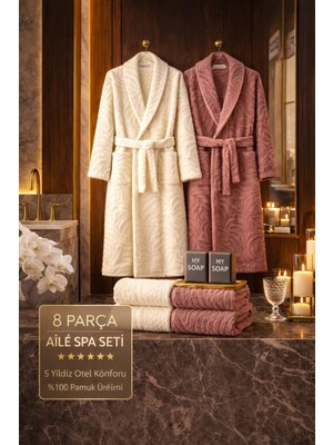 8 Parça %100 Pamuk Üretim Premium Lüks Bornoz Seti Özel Çantalı
