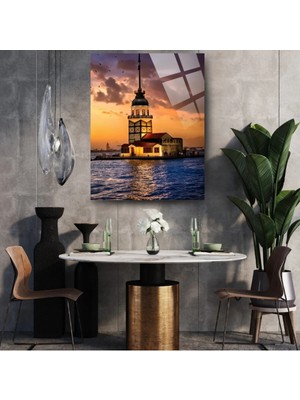 Glitglass Kız Kulesi'nde Gün Batımı Cam Tablo