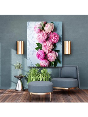 Glitglass Pembe Şakayık Cam Tablo – Zarif ve Canlı Çiçek Sanatı