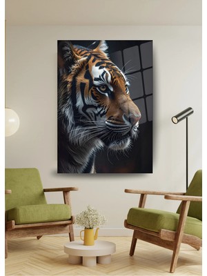Glitglass Cam Tablo - Güç ve Zarafet: Kaplanın Bakışı