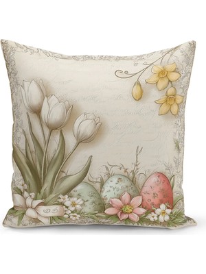 Bertille Home Ilkbahar Serisi Çift Tarafı Dijital Baskılı Kırlent Kılıfı (Spring Easter Paskalya)