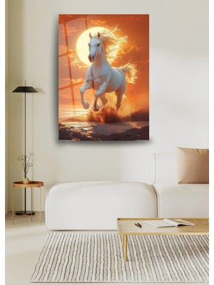 Glitglass Cam Tablo - Güçlü ve Asil At Figürüyle Dekoratif San