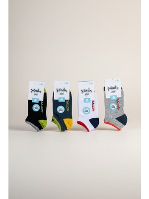 Balgüneş 4'lü Erkek Çocuk Renkli Doğal Pamuk Patik Çorap