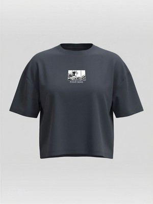 Broco Kadın Oversize Yumuşak Kumaş Four Seas Crop T-Shirt