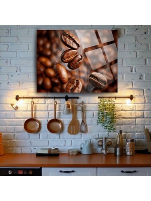 Glitglass Mutfak Cam Tablo - Kahve Çekirdeklerinin Modern Yorumu
