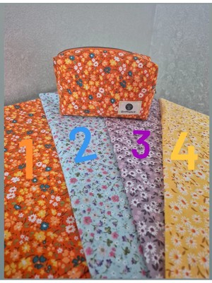 Özgürce Çiçek Desenli Çok Bölmeli Çok Amaçlı Makyaj ve Kalem Çantası