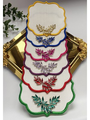 Elçiçek Homedecor Sunum Peçete,kokteyl Peçete,lüks Taşlı Kahve Yanı Sunum Peçete 6 Adet