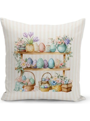 Bertille Home Ilkbahar Serisi Çift Tarafı Dijital Baskılı Kırlent Kılıfı (Spring Easter Paskalya)