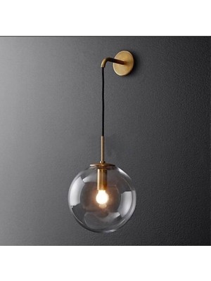 Fer Avize Baston Modern Tasarım Salon - Hol - Eskitme Renk Füme Cam Duvar Aplik